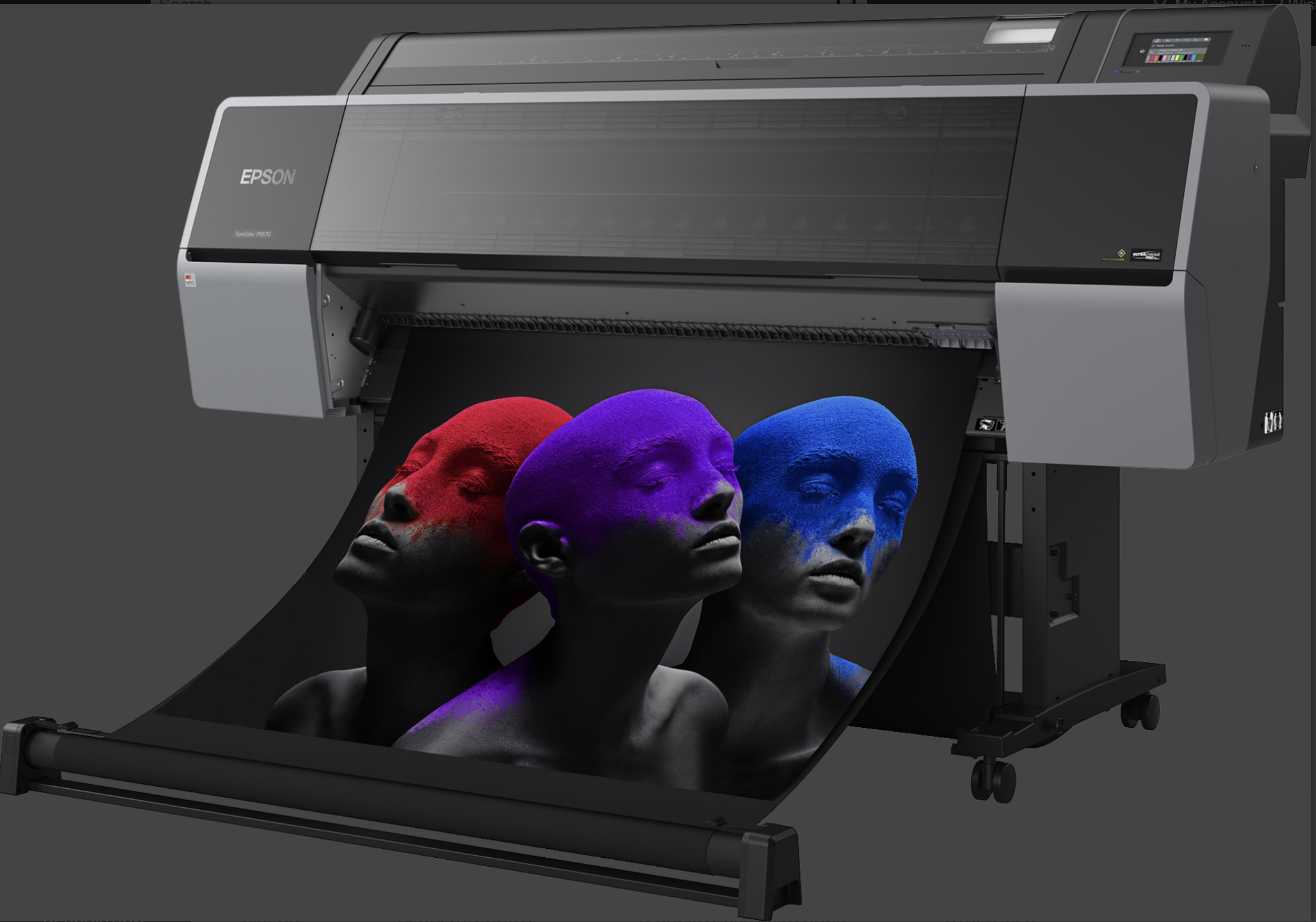 A fine-art reproduction coming off the wide-format Giclée press, hand-inspected as it prints
